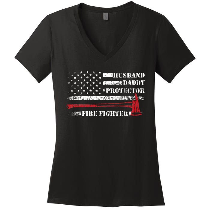 Firefighter Funny Firemen Fire Truck Graphic Women's V-Neck T-Shirt