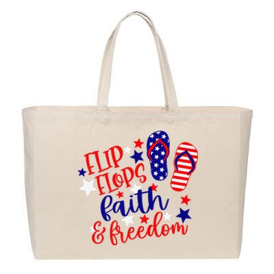 Flip Flops Faith And Freedom Cotton Canvas Jumbo Tote