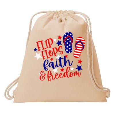 Flip Flops Faith And Freedom Drawstring Bag