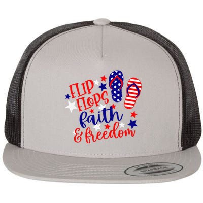 Flip Flops Faith And Freedom Flat Bill Trucker Hat