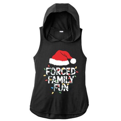 Forced Family Fun Sarcastic Christmas Funny Ladies PosiCharge Tri-Blend Wicking Draft Hoodie Tank