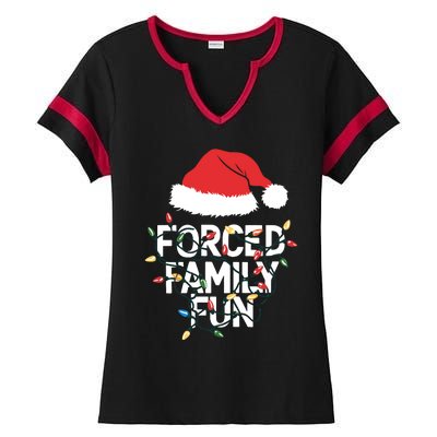 Forced Family Fun Sarcastic Christmas Funny Ladies Halftime Notch Neck Tee