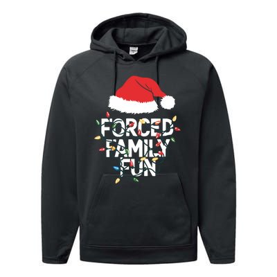 Forced Family Fun Sarcastic Christmas Funny Performance Fleece Hoodie