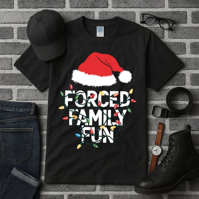Forced Family Fun Sarcastic Christmas Funny Tall T-Shirt