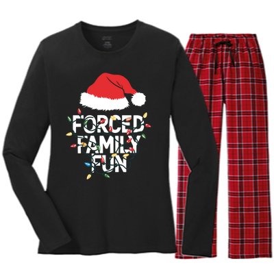 Forced Family Fun Sarcastic Christmas Funny Women's Long Sleeve Flannel Pajama Set 