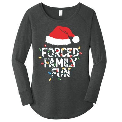 Forced Family Fun Sarcastic Christmas Funny Women's Perfect Tri Tunic Long Sleeve Shirt