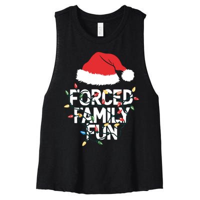 Forced Family Fun Sarcastic Christmas Funny Women's Racerback Cropped Tank