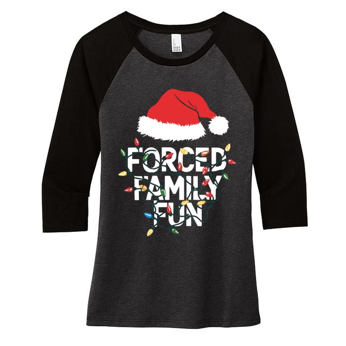 Forced Family Fun Sarcastic Christmas Funny Women's Tri-Blend 3/4-Sleeve Raglan Shirt