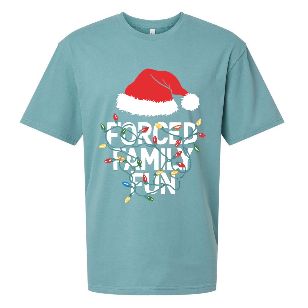 Forced Family Fun Sarcastic Christmas Funny Sueded Cloud Jersey T-Shirt