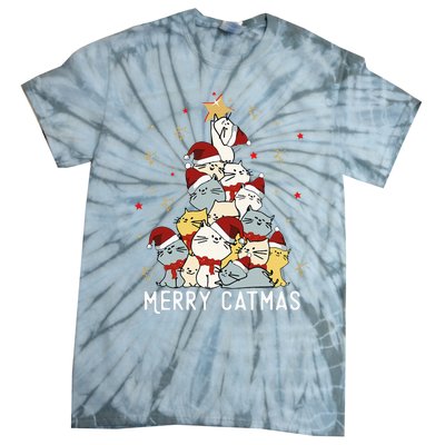 Festive Feline Fun Adorable Christmas Tree Kitty for Cat Lovers Tie-Dye T-Shirt