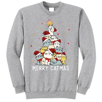 Festive Feline Fun Adorable Christmas Tree Kitty for Cat Lovers Tall Sweatshirt