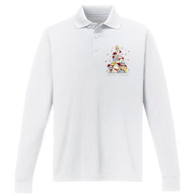 Festive Feline Fun Adorable Christmas Tree Kitty for Cat Lovers Performance Long Sleeve Polo