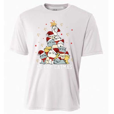 Festive Feline Fun Adorable Christmas Tree Kitty for Cat Lovers Cooling Performance Crew T-Shirt