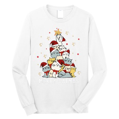 Festive Feline Fun Adorable Christmas Tree Kitty for Cat Lovers Long Sleeve Shirt