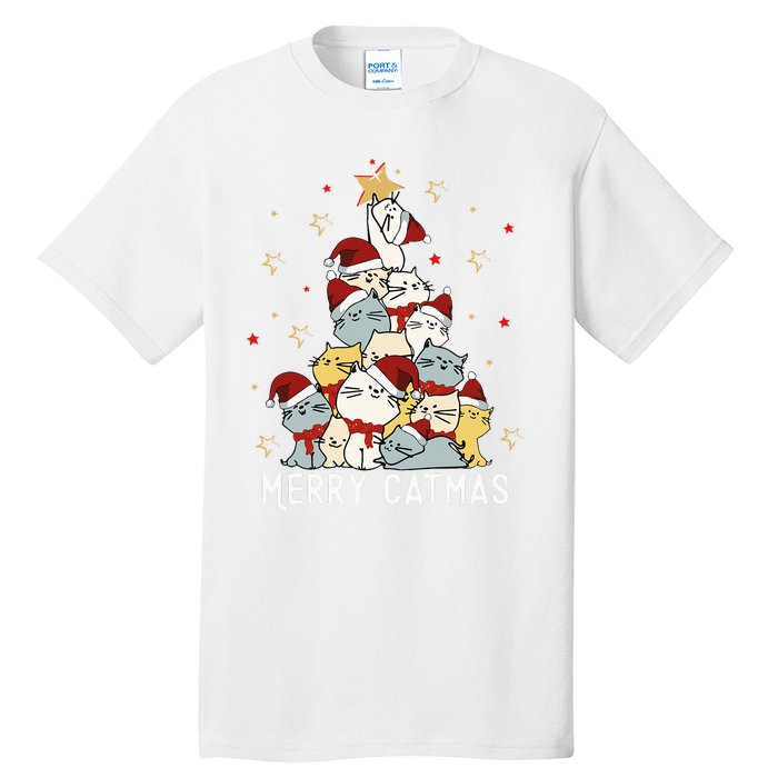 Festive Feline Fun Adorable Christmas Tree Kitty for Cat Lovers Tall T-Shirt