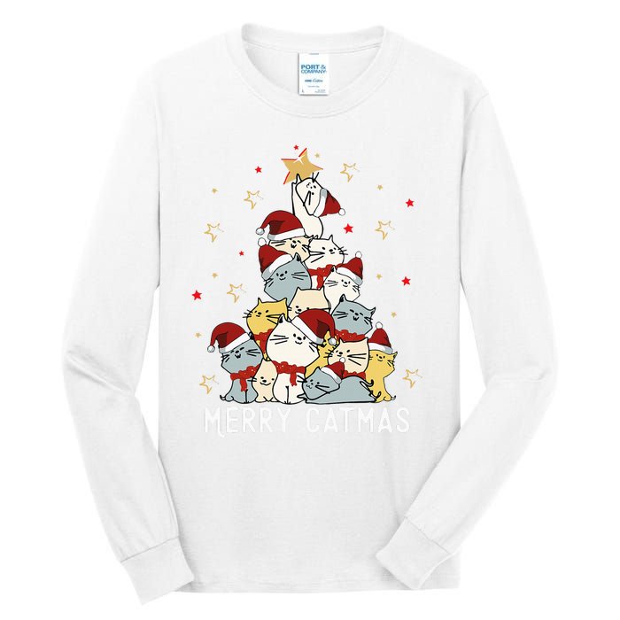 Festive Feline Fun Adorable Christmas Tree Kitty for Cat Lovers Tall Long Sleeve T-Shirt