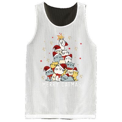 Festive Feline Fun Adorable Christmas Tree Kitty for Cat Lovers Mesh Reversible Basketball Jersey Tank