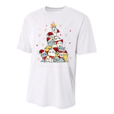 Festive Feline Fun Adorable Christmas Tree Kitty for Cat Lovers Performance Sprint T-Shirt