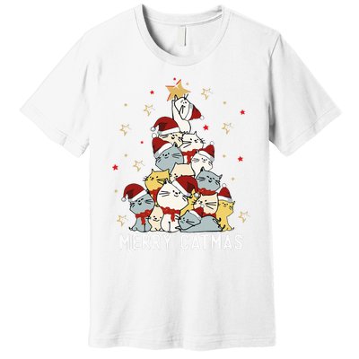 Festive Feline Fun Adorable Christmas Tree Kitty for Cat Lovers Premium T-Shirt