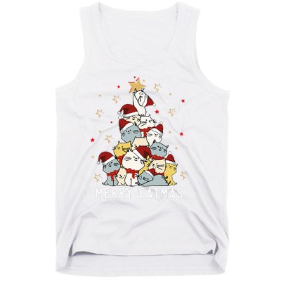 Festive Feline Fun Adorable Christmas Tree Kitty for Cat Lovers Tank Top