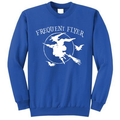 Frequent Flyer Funny Halloween Creepy Bad Witch Broom Moon Gift Tall Sweatshirt