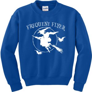 Frequent Flyer Funny Halloween Creepy Bad Witch Broom Moon Gift Kids Sweatshirt