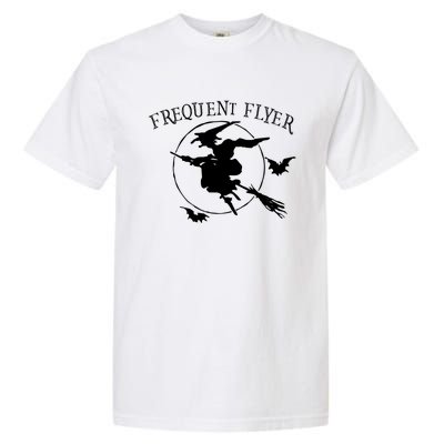 Frequent Flyer Funny Halloween Creepy Bad Witch Broom Moon Gift Garment-Dyed Heavyweight T-Shirt