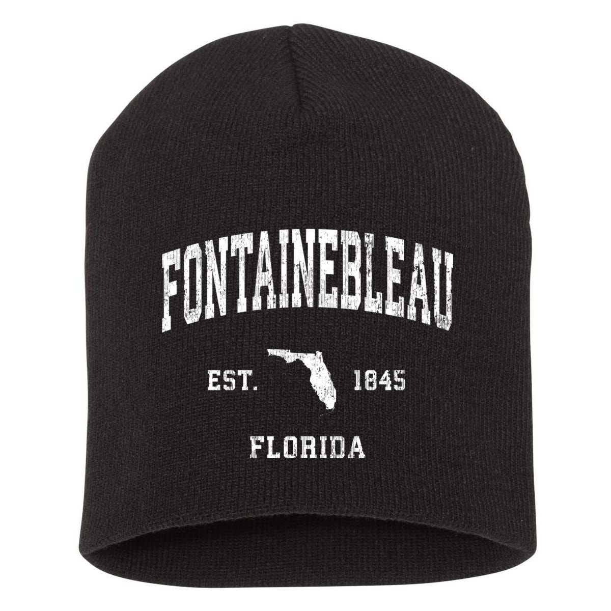 Fontainebleau Florida Fl Vintage Athletic Short Acrylic Beanie