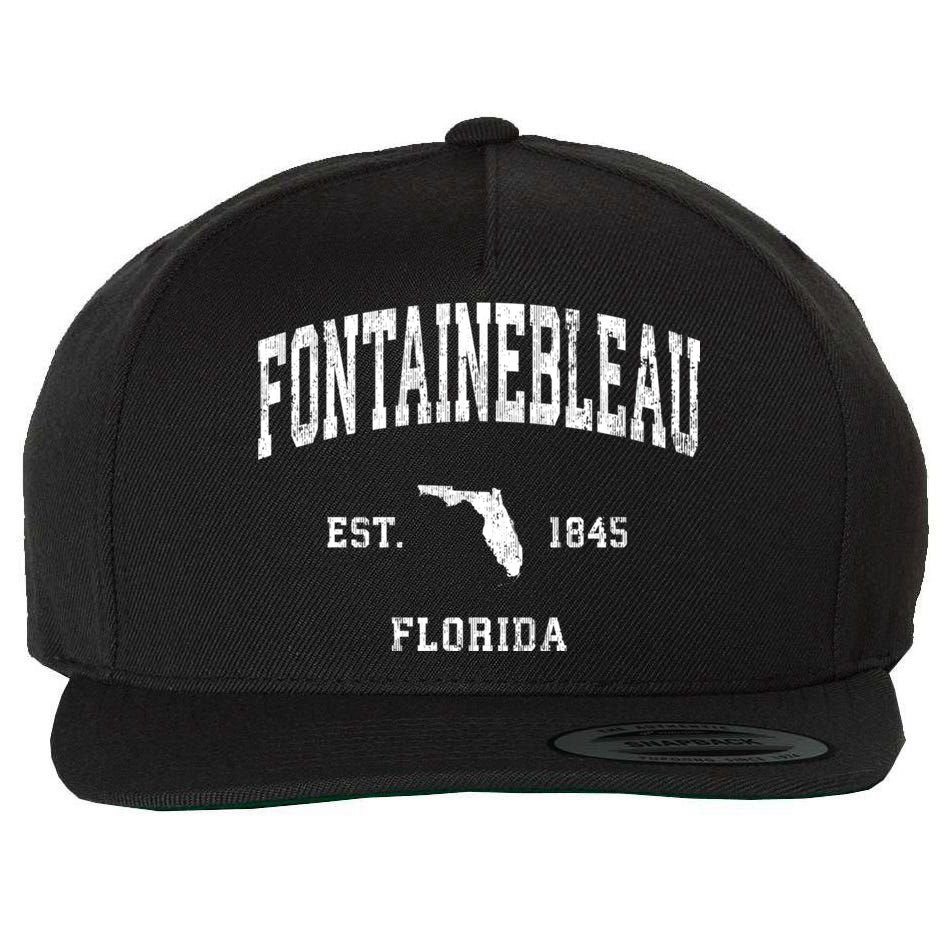 Fontainebleau Florida Fl Vintage Athletic Wool Snapback Cap