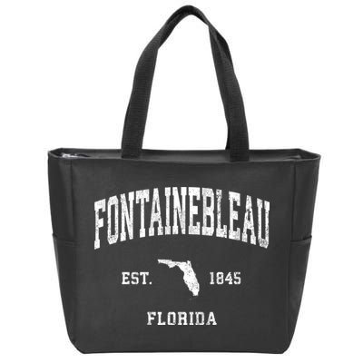Fontainebleau Florida Fl Vintage Athletic Zip Tote Bag
