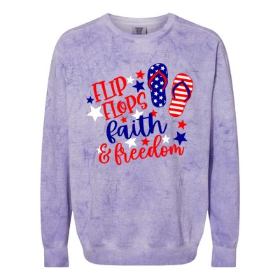 Flip Flops Faith And Freedom Colorblast Crewneck Sweatshirt