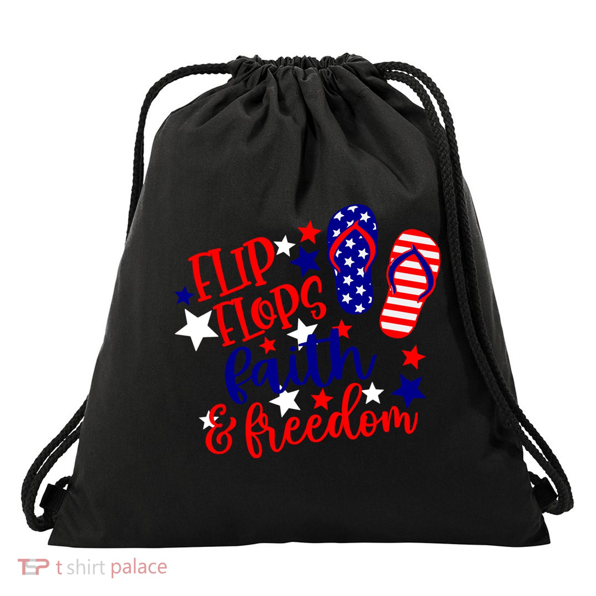 Flip Flops Faith And Freedom Drawstring Bag