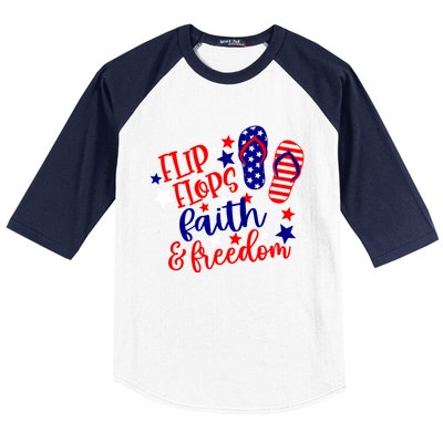 Flip Flops Faith And Freedom Baseball Sleeve Shirt