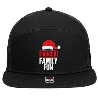 Forced Family Fun Winter Holidays Funny Christmas Gift Cool Gift 7 Panel Mesh Trucker Snapback Hat