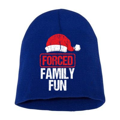 Forced Family Fun Winter Holidays Funny Christmas Gift Cool Gift Short Acrylic Beanie