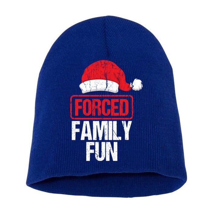 Forced Family Fun Winter Holidays Funny Christmas Gift Cool Gift Short Acrylic Beanie