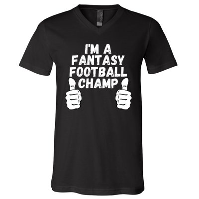 Funny Fantasy Football Legend, I’m A Fantasy Football Champ V-Neck T-Shirt