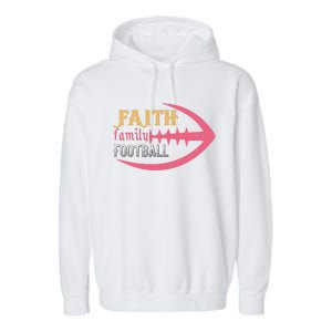 Faith Family Football Gift Garment-Dyed Fleece Hoodie