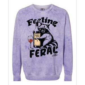 Feeling Feral Funny Raccoon Meme Colorblast Crewneck Sweatshirt