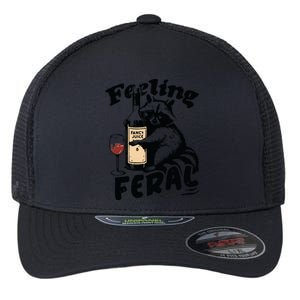 Feeling Feral Funny Raccoon Meme Flexfit Unipanel Trucker Cap