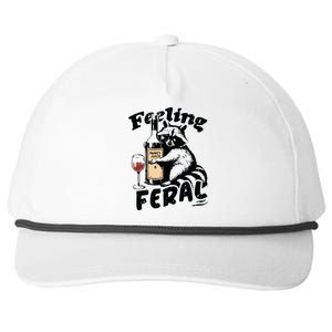 Feeling Feral Funny Raccoon Meme Snapback Five-Panel Rope Hat