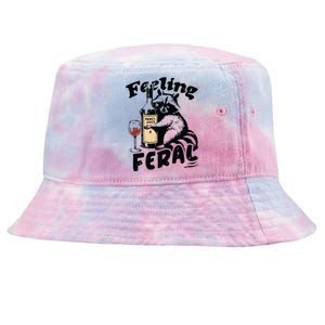 Feeling Feral Funny Raccoon Meme Tie-Dyed Bucket Hat