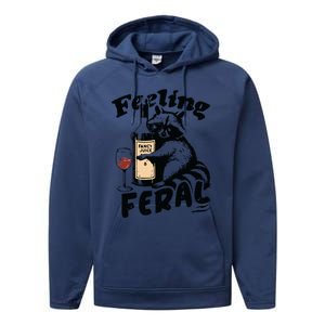 Feeling Feral Funny Raccoon Meme Performance Fleece Hoodie