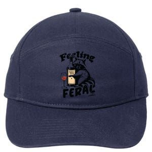 Feeling Feral Funny Raccoon Meme 7-Panel Snapback Hat