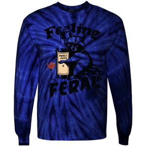 Feeling Feral Funny Raccoon Meme Tie-Dye Long Sleeve Shirt