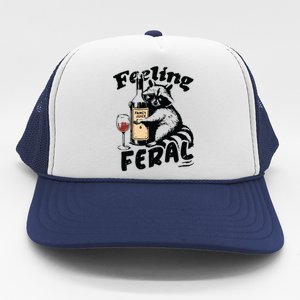 Feeling Feral Funny Raccoon Meme Trucker Hat