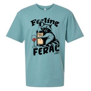 Feeling Feral Funny Raccoon Meme Sueded Cloud Jersey T-Shirt