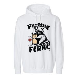 Feeling Feral Funny Raccoon Meme Garment-Dyed Fleece Hoodie