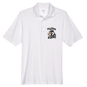 Feeling Feral Funny Raccoon Meme Men's Origin Performance Pique Polo