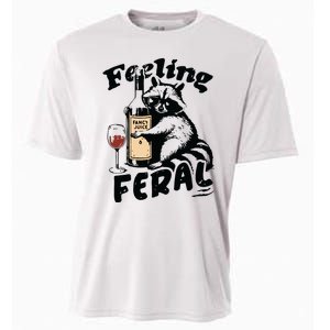 Feeling Feral Funny Raccoon Meme Cooling Performance Crew T-Shirt